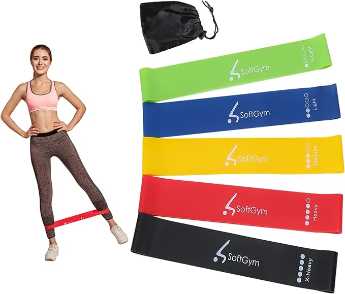 Softgym Resistance Loop Exercise Bands with Set of 5 and Carry Bag,1 Set Exercise Bands,2 Remote Controls,A Power Cord