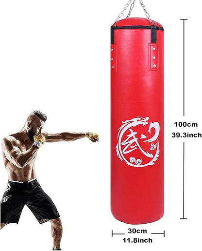 Adult Heavy Duty Boxing Bags - Tear Free PU Leather Boxing Hanging Bag with Metal Set for Men Women Muay Thai MMA Taekwondo Home Gym Training Kickboxing Bag Set