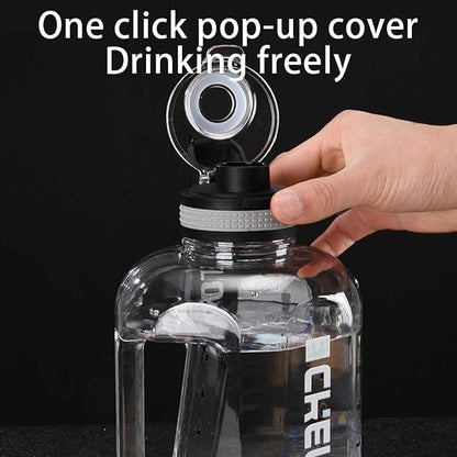 75 Oz Gym Water Bottle, Bpa Free Clear Plastic Water Bottle with Time Marker,Wide Mouth Reusable Large Plastic Water Bottles for Gym Home Hiking Outdoors Workout Camping Sports Travel