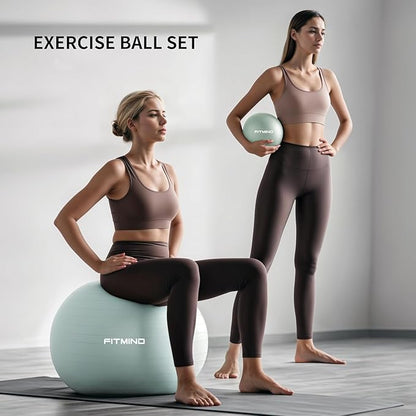 Exercise Balls Set 22-30 Inch & 9 Inch, Small Pilates Ball with Pump, Pregnancy Ball for Women, Yoga Balls for Exercise, Small Exercise Ball for Between Knees, Stability, Physio