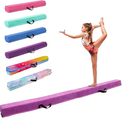 8FT/9.5FT Folding Balance Beam, Portable Gymnastics Beam Equipment with Non Slip Rubber Base & Suede Cover for Training/Practice/Professional Home Exercise