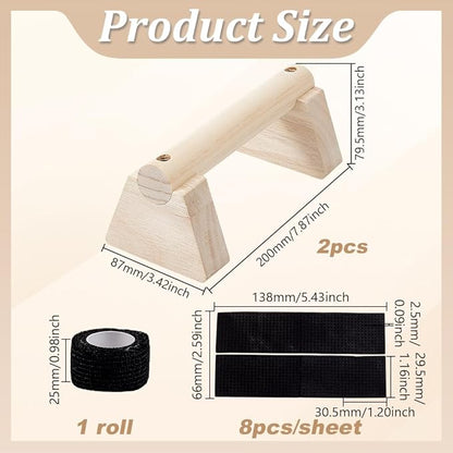 AHANDMAKER Wooden Parallettes Bars for Handstand Training in Natural Bisque Calisthenics Equipment Push Up Bars Dip Stands for Home Gym Strength Training Men Fitness Essentials