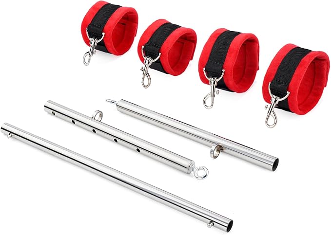 Spreader Bar Heavy Duty Stainless Steel Expandable Home Gym with 4pcs Furry Purple Adjustable Strap,Sports Aid Training Fitness Gear Pilates Aid Kit,Yoga Set