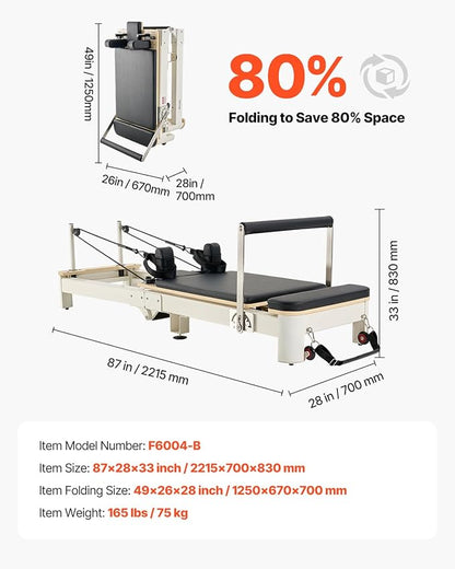 VEVOR Pilates Reformer Accessories for Home Gym, Include Reformer Box/Chair/Spine Corrector/Wall Mounted Machine/Jump Board/Foldable & Dual Resistance Springs