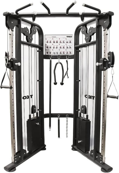TKO Functional Trainer 9050 - Black Steel Functional Trainer with 420 lbs Resistance