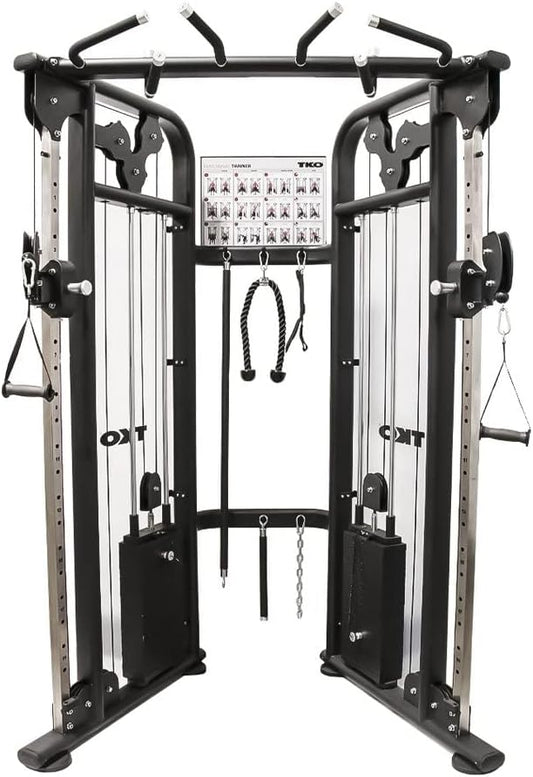 TKO Functional Trainer 9050 - Black Steel Functional Trainer with 420 lbs Resistance