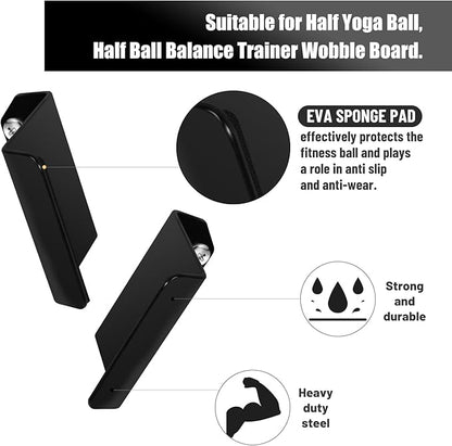 Heavy Duty Balance Trainer Ball Holder Wall mount,Half Exercise Ball Storage Bracket for Strength Fitness Ball,Yoga Stability Ball Rack Organizer for Home Gym Workouts