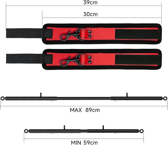 Heavy Duty Stainless Steel Expandable Spreader Bar with 2pcs PU Adjustable Straps, Sports Aid Training Fitness Gear Pilates Aid Kit,Home Indoor Sports Yoga Set