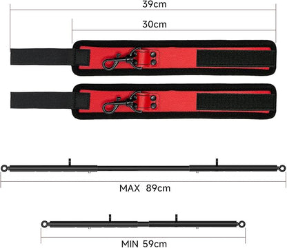 Heavy Duty Stainless Steel Expandable Spreader Bar with 2pcs PU Adjustable Straps, Sports Aid Training Fitness Gear Pilates Aid Kit,Home Indoor Sports Yoga Set