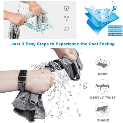 Peicees 10 Pack Microfiber Cooling Towels for Neck Sports Gym Workout Cooling Towel, 40x12 Inches Fast Drying Super Absorbent Compact Lightweight for Climbing Camping Travel Beach
