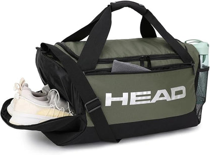 HEAD 45L Waterproof Gym Duffle Bag for Men, Large Capacity Sports Bag with Shoe Compartment & Dry Wet Pocket, Durable Crossbody Weekender Bag for Tennis, Workout, Fitness, Overnight Travel