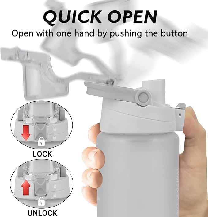 27oz Sports Water Bottle with Removable Filter, Motivational Water Bottle with Capacity Marker, Leakproof Drinking Water Bottle with Handle for Travel Fitness Gym Outdoor (White)