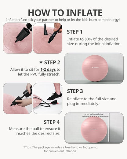 Trideer Exercise Ball Yoga Ball,Office Seating & Balance Ball Chair, Stability Ball for Pilates, Physical Therapy,Core Training & Balance Improvement & Stretching
