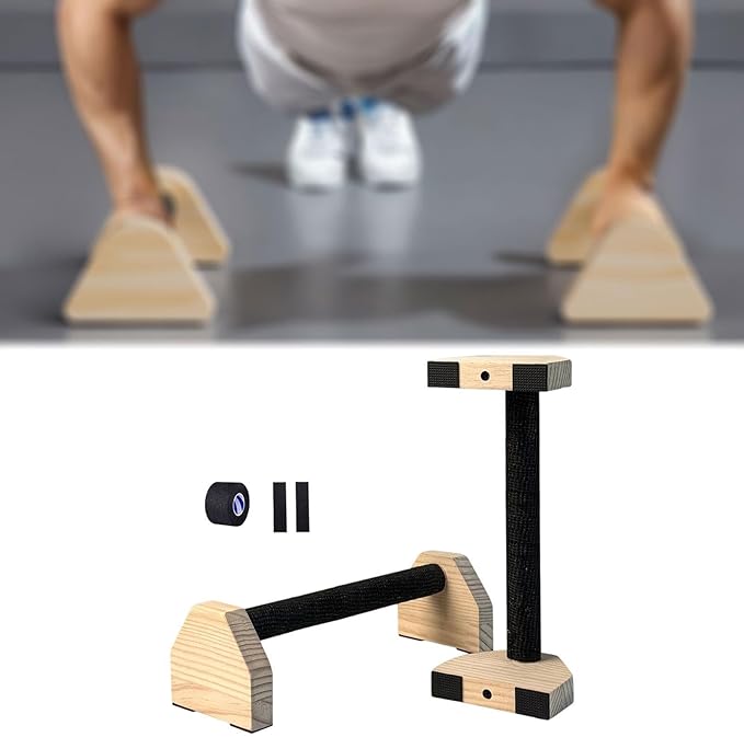 2x Wooden Push up Bar Pushup Handles Anti Slip Handstands Parallettes Bar Home Workout Equipment for Gymnastics Aerobics, 30cm