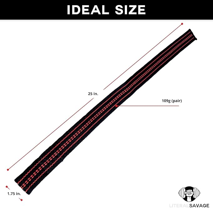 25" Powerlifting Straps (Pair) – Dominate Deadlifts with Heavy Duty Cotton Wrist Wraps – Maximum Grip Support for Strength Training & Weightlifting – Red with Padding – For All Lifters: Newbies, Pros, Young Guns & Gym Vets