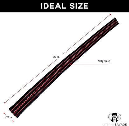 25" Powerlifting Straps (Pair) – Dominate Deadlifts with Heavy Duty Cotton Wrist Wraps – Maximum Grip Support for Strength Training & Weightlifting – Red with Gray Stripe – For All Lifters: Newbies, Pros, Young Guns & Gym Vets