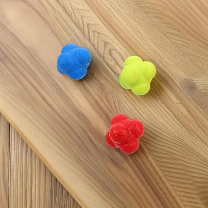 6pcs Hexagonal Reaction Balls Reflex Training Balls for Hand Eye Coordination and Reaction Speed Improvement, 5.5cm Set for Sports Training and Agility Exercises