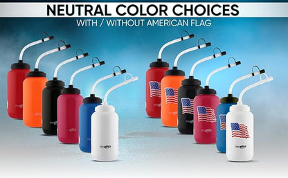 Pro Impact Squeezable Water Bottle Bendable Long Straw - LDPE BPA Free Plastic - Hydration for Baseball Hockey Gym MMA Yoga Boxing Cycling Softball Football Lacrosse (35.5 Oz.)