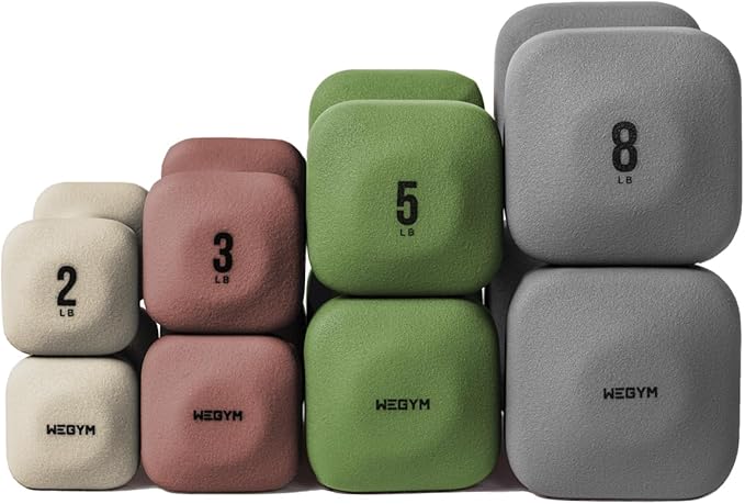 WeGym SafeGrip Square Dumbbells with Anti Slip Handles, Aesthetic Free Weights for Home Workouts, Stable Design Prevents Rolling during Floor Exercises - Set