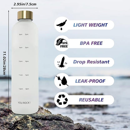 32oz Water Bottles with Times to Drink, Motivational Water Bottle with Time Marker, BPA Free Reusable Water Bottle with Hydrating Reminder for Gym Fitness Workout Travel