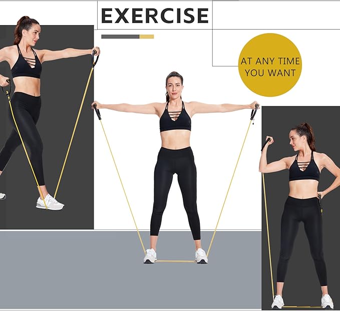 3 PCS Resistance Exercise Band with Handles, Exercise Bands with Handles, Workout Bands Resistance for Men or Women, Arm Bands for Workout-Door Anchor and Starter Guide Included