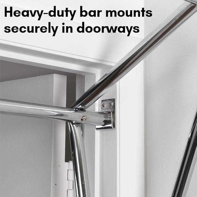 Body-Solid Adjustable Doorway Pull Up Bar, Chin Up Bar for Door Frame, Strength Training Pull-Up Bars, Secure Door Mount, Exercise Bar with 300lbs Capacity for Home Gym