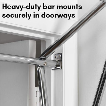 Body-Solid Adjustable Doorway Pull Up Bar, Chin Up Bar for Door Frame, Strength Training Pull-Up Bars, Secure Door Mount, Exercise Bar with 300lbs Capacity for Home Gym