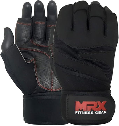 MRX Weightlifting Gloves for Men Workout Gloves Mens Wrist Support Lifting Gloves Male Gym Gloves | Workout Gym Accessories for Men Weight Lifting Fingerless Gym Exercise for Powerlifting