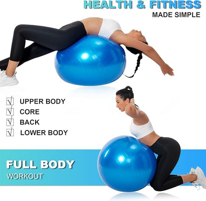 Yoga Ball Exercise Ball - Anti-Slip and Anti-Burst Workout Ball, Birthing Ball Fitness Ball with Quick Pump, Balance Ball Chair for Stability, Pregnancy and Physical Therapy