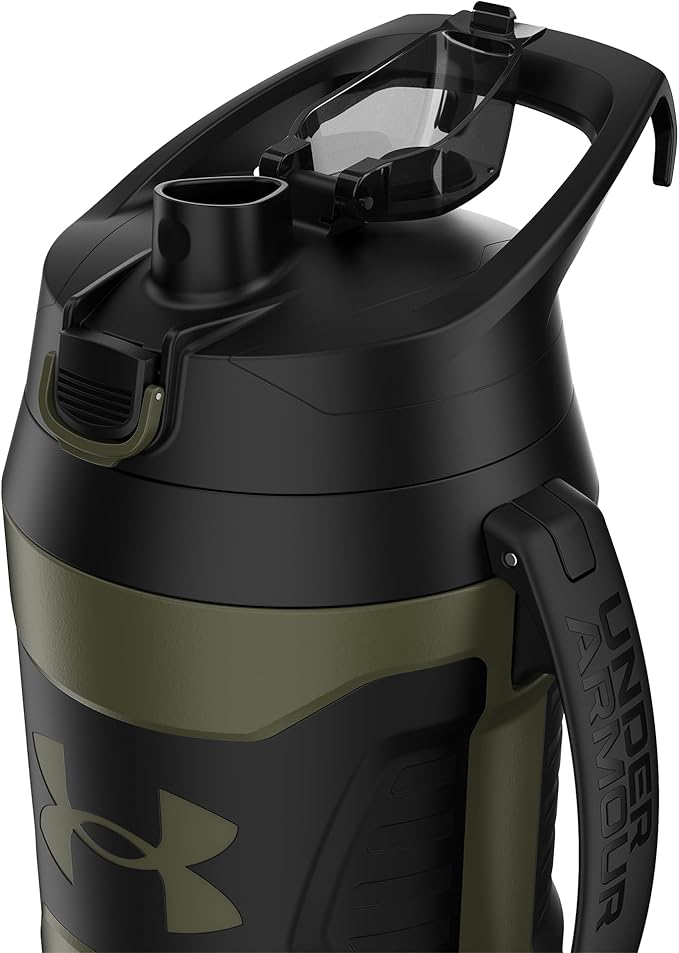 Under Armour Half Gallon Water Bottle Insulated, 64oz Insulated Water Bottle with Handle, Fence Hook, Leak Resistant, for Baseball, Football & More, Marine OD Green