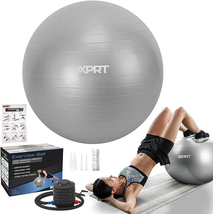 XPRT Fitness Exercise Ball (55/65/75cm) - Yoga Ball for Home Gym Workout, Physical Therapy, Balance, Stability Training - Office Ball Chair with Quick Pump (5 Colors)