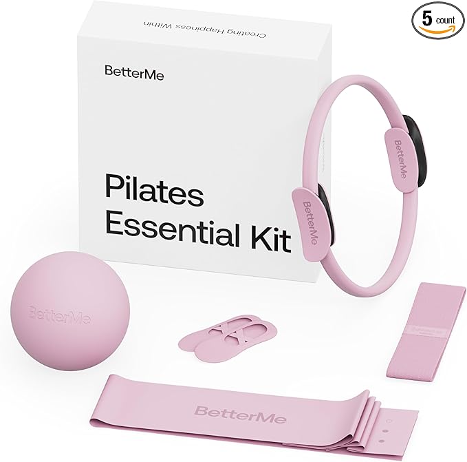 BetterMe Pilates Essential Kit - Pilates Ring, Long Resistance Bands, Pilates Loop Bands, Ball and More - Complete Home Pilates Kit for Women