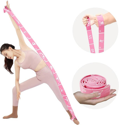 12 Loops Extra Long Yoga Stretching Band for Adults and Tall People, Adjustable Elastic Strap for Full Body Deep Stretch, Home Pilates, Ballet, Dance, Physical Therapy, Flexibility Training