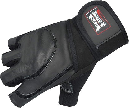 TMA Weight Lifting Gloves for Gym Workout – Cowhide Leather, Long Wrist Support with Anti Slip Palm Protection – Great Grip for Fitness, Bodybuilding, Powerlifting, Strength Training & Exercise