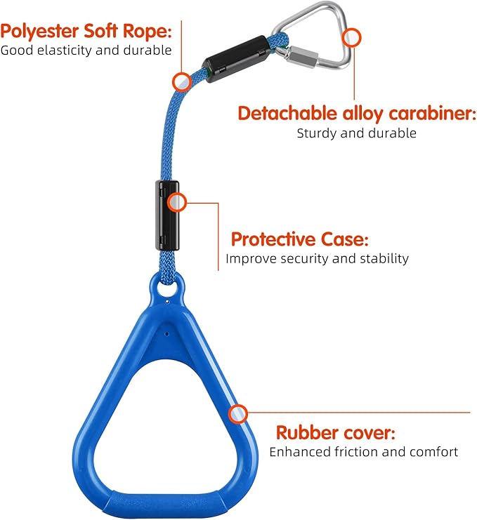 PELLOR Gymnastic Ring, Ninja Rings, Monkey Bars Adjustable Children's Home Gym Equipment, Pull Up Rings Sets for Workout Bodyweight Fitness Training