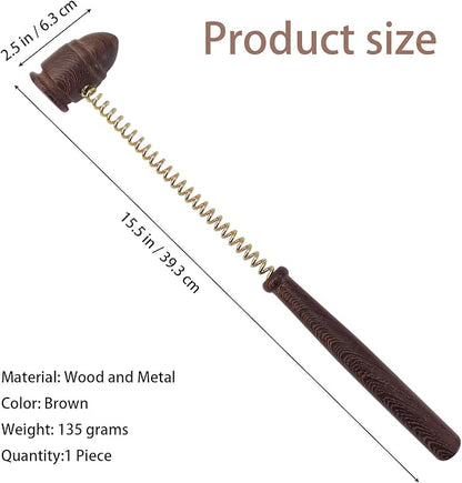 Wooden Spring Massage Hammer,Long Size Manual Lymphatic Drainage Massage Hammer,Wood Therapy Body Massager,Brown,15.5 Inches,1 Piece