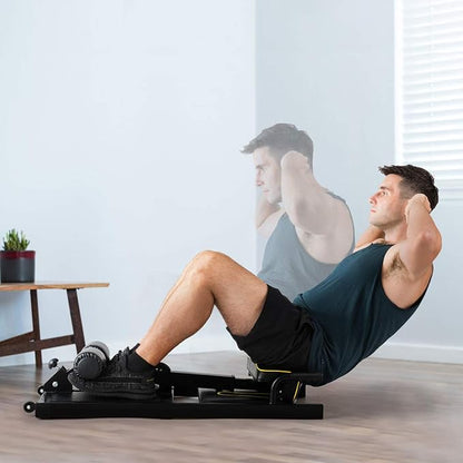 GYMAX 8-in-1 Workout Machine with Adjustable Height & Protective Foam, Multiple Position Training for Sissy Squat, Push-up, Sit-up, Rope Exercise, Home Gym