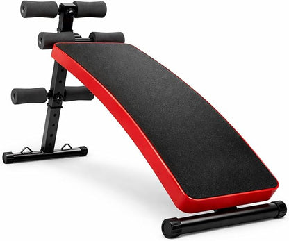 Adjustable Decline Sit-Up Bench for Home Gym, Foldable Ab Bench with Extended Back Support, Multi-Angle Workout Bench for Core Training, Sit Ups & Decline Press, Heavy Duty Steel Frame