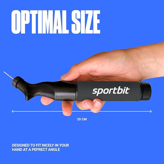 SPORTBIT Ball Pump for Sports Balls - Push & Pull Inflating System - Hand Pump for All Exercise Balls - Volleyball Pump, Basketball Inflator, Football & Soccer Ball Air Pump - Goes with 5 Needles Set