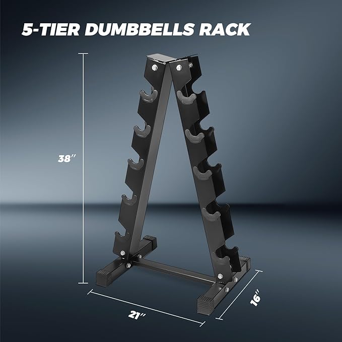 RitFit Rubber Coated Hex Dumbbell Set with Rack, 5-780LB for Home Gym Strength Training, Anti-Slip Knurled Handle, Hexagon Anti-Roll, Heavy-Duty Storage Rack