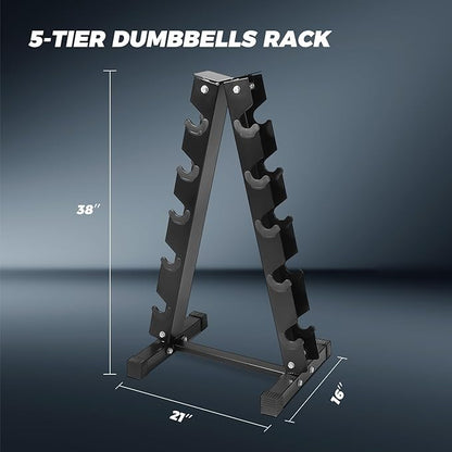 RitFit Rubber Coated Hex Dumbbell Set with Rack, 5-780LB for Home Gym Strength Training, Anti-Slip Knurled Handle, Hexagon Anti-Roll, Heavy-Duty Storage Rack