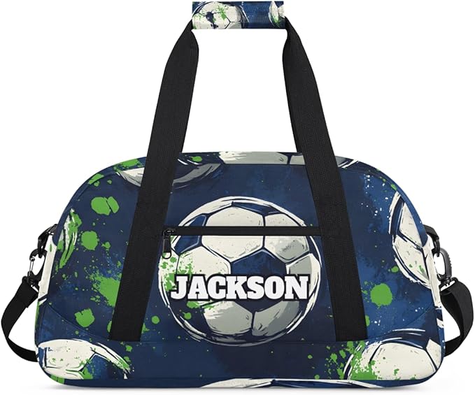 Personalized Soccer Gym Duffel Bags for Kids Boys with Custom Name Sport Training Travel Bags for Overnight Weekender