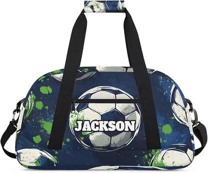 Personalized Soccer Gym Duffel Bags for Kids Boys with Custom Name Sport Training Travel Bags for Overnight Weekender