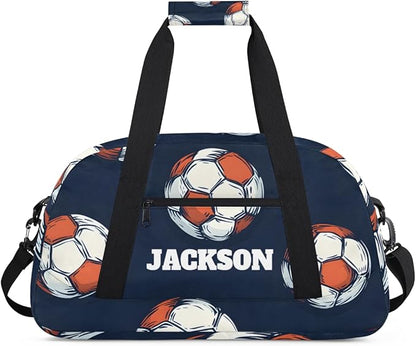 Personalized Soccer Gym Duffel Bags for Kids Boys with Custom Name Travel Sport Training Bags for Overnight Weekender