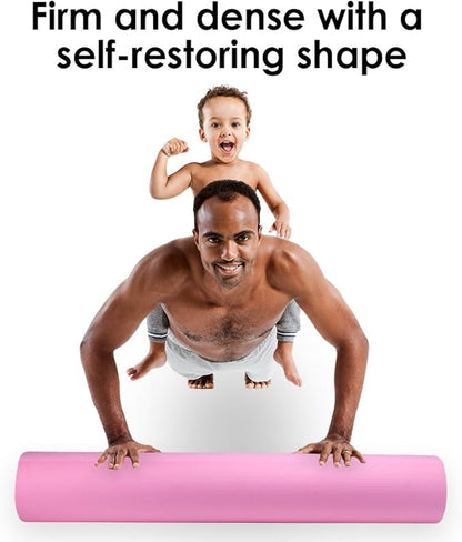 Crown Sporting Goods 12" x 6" Premium EVA Foam Roller – Firm, Dense, and Shape-Restoring (Pink)