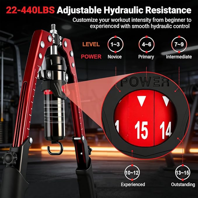 Twister Arm Trainer,with Adjustable Hydraulic Resistance 22-440LBS,3-in-1 Chest Expander Arm Exerciser with Ab Roller Wheel,Home Gym Equipment for Chest,Arms,Shoulders & Abdominal Workout,Black
