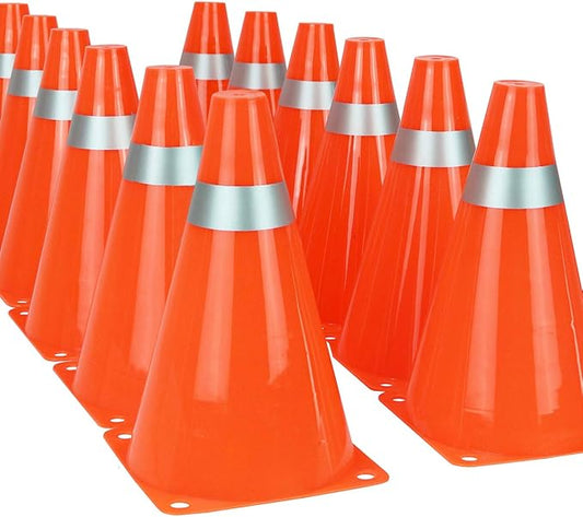 Kiddie Play 7 Inch Traffic Cones Sports Soccer Drills Agility Training Orange Cones for Kids (Set of 12)