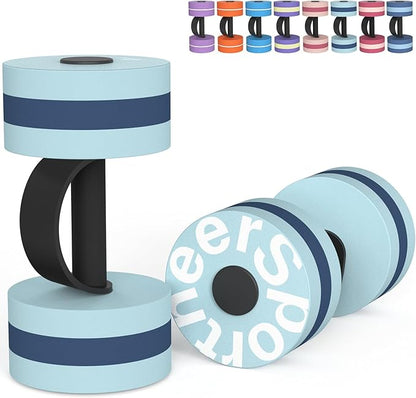 Sportneer Water Weights Aquatic Exercise Dumbbells Water Dumbbell Aerobics Workouts Set of 2 EVA Foam Pool Weights Dumbbells Set Aqua Fitness Barbells Equipment for Water Aerobics Weight Loss