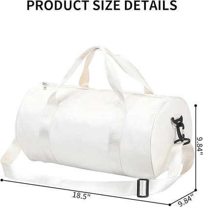 Small Gym Bag for Women Small Duffle Bag with Wet Compartment Sport Bags Gym Tote Bag for Workout Yoga Swimming Dance (White(wet pocket))
