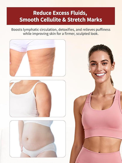 Lymphatic Drainage Massager & Anti Cellulite Massage Tool, Helps Reduce Stretch Marks & Cellulite, for Legs, Arms & Belly, Body Sculpting Machine with Microcurrent, Light, Heat & Vibration